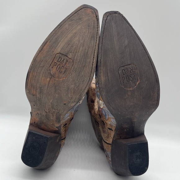 Dan Post Womens 10 Boots Daisy Blue Snip-Toe Cowboy Embroidered Floral Brown - Picture 6 of 14